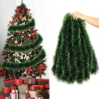 5M Girlande Weihnachten,Weihnachtsdeko Girlanden Tannengirland Girlande Weihnachten Outdoor Weihnachtsdeko Tür Kugelkranz für Treppen Kamin Haustür Weihnachtsdeko (Grün)