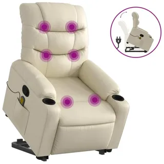 vidaXL Massagesessel mit Aufstehhilfe Creme Kunstleder - Creme