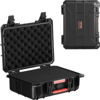 Vevor Hartschalenkoffer Trockenbox mit vorgeschnittenem Schaumstoff 38 x 30 x 14 cm Polycarbonat/Polyurethan Schwarz
