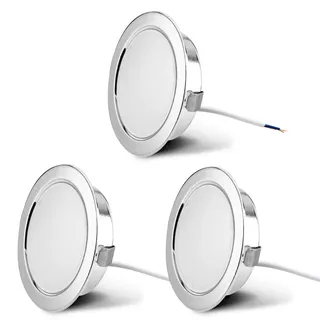 KYOTECH 3er Set LED Möbelleuchte 230V,3.5W LED IP44 G4 15mm Flache Möbel Einbaustrahler,3000K Warmweiß,Küchenhaube Leuchte,Badleuchte Einbauspot