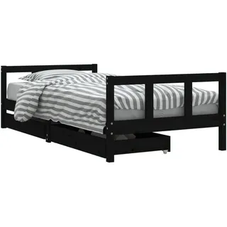 Kinderbett mit Schubladen Schwarz 90x190 cm Massivholz Kiefer - Schwarz