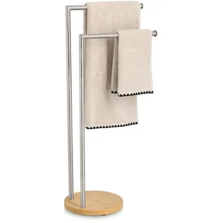 Zeller Handtuchständer Bambus Edelstahl Orvo , Metall , 36x81.5x24 cm , Badezimmer, Badezimmerausstattung, Handtuchhalter