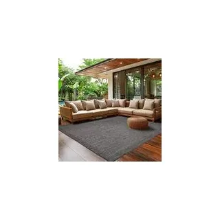 Outdoor Teppich Wetterfest Terrasse Balkon Garten Küchenteppich Einfarbiges Design Flachgewebe Sisal Look Waschbarer Teppich Verschiedene Große : 120 X 170 cm , Farbe : Schwarz - Schwarz