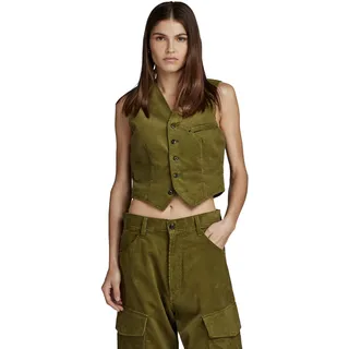 G-Star RAW Damen Cord Weste Sleeveless, Grün (Dark Olive D24208-D405-C744), M