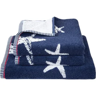 Dyckhoff Handtuch Set »Maritim, Starfish«, (Set, 3 St., 2 Handtücher (50 x 100 cm)-1 Duschtuch (70 x 140 cm), 2 Handtücher (50x100cm), 1 Duschtuch (70x140cm), blau