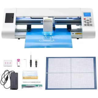 Vevor Vinylschneider (33 cm Schnittgröße) mit automatischer Kantenerkennung & Designsoftware & Materialien, kompatibel mit SVG/EPS/PLT, für individuelle Bastelarbeiten Karten Aufkleber