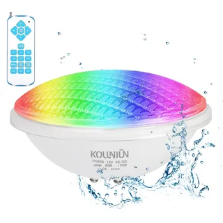 KOLLNIUN LED Poolbeleuchtung Unterwasser Led Lichter, PAR56 Schwimm Badleuchte Unterwasser Scheinwerfer Mit Fernbedienung Pool Light, 12V AC/DC IP68 Wasserdicht Pool Lampe (40 watts)