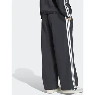 Sporthose ADIDAS SPORTSWEAR "ICONIC, GEWEBT, WEITES BEIN", Damen, Gr. L, N-Gr, schwarz-weiß (schwarz, weiß, normal, gr.), Obermaterial: 100% Polyamid, Hosen Sporthose