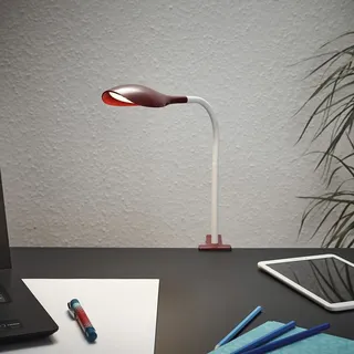LED Schreibtischleuchte Tischlampe Klemmleuchte Klemmspot Leselicht rot T161-1