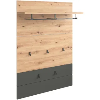 Xora Garderobenpaneel , Anthrazit, Eichefarben , Holzwerkstoff , 85x126.7x28 cm , Garderobe, Garderobenpaneele, Garderobenpaneele