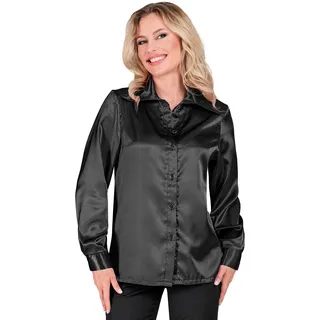 W WIDMANN MILANO Party Fashion - Satin Bluse für Damen, Damenhemd für 70er Jahre Mottoparty, Disco Fever, Karneval
