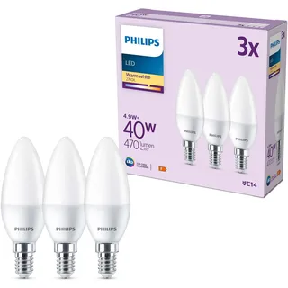 Philips LED-Kerze 5W E14 470 lm warmweiß 3 St.