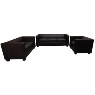MCW Couch Leder 3-Sitzer Schwarz