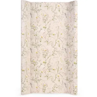 KIKKABOO Wickelauflage Abwaschbar 80x50 cm SECRET GARDEN, Für Babys, Wasserdicht Und Hygienisch, Weiche PVC-Oberfläche, Gepolstert, Für Wickeltisch Oder Kommode, Beige