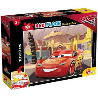 Disney Lisciani - Disney Cars Geduldsspiel - Puzzle ab 3 Jahren - Double Face 2 in 1: Supermaxi & Ausmalbild - 35 Teile - Riesenformat 70 x 50 cm - Lernspiel für Cars Fans und kleine Lightning-Helden