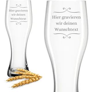 Weizenglas mit Gravur Leonardo - Personalisiertes Geburtstagsgeschenk für Männer mit Wunschtext - Männergeschenk zum Geburtstag - Für Papa, Opa zum Vatertag
