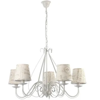 Kronleuchter , Creme , Metall, Textil , rund , 68x110x68 cm , Eec , ohne Chemie , Lampen & Leuchten, Innenbeleuchtung, Hängeleuchten, Kronleuchter