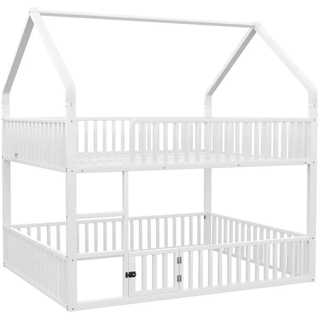 Merax Etagenbett 140x200cm Metall Treppe Familienbett Weiß