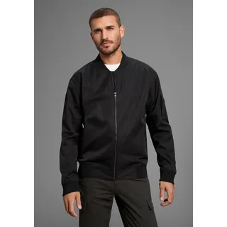 Bomberjacke BRUNO BANANI, Herren, Gr. S (48), schwarz, Web, Obermaterial: 100% Polyester. Futter: 100% Polyester, unifarben, normal hüftlang, Bündchen, Jacken Bomberjacke, Blouson mit Stehkragen, leichte Übergangsjacke