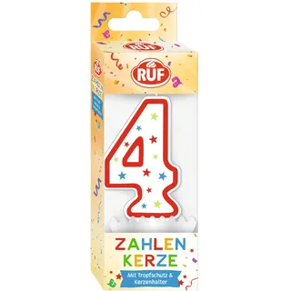 Ruf Zahlenkerze Nummer 4 1 St. rot