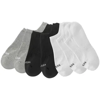 LASCANA ACTIVE Sneakersocken Damen 3x weiß, 2x schwarz, 2x grau-meliert Gr.35-38