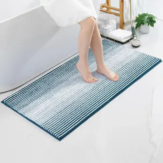OLANLY Chenille Badezimmerteppich Weich Saugfähige Badematte rutschfest Badteppich Mikrofaser Badvorleger Waschbar Duschvorleger für Badezimmer - 60 x 120 cm, Grün