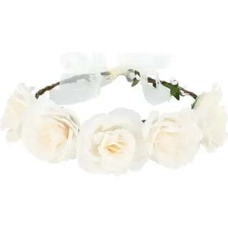 Stirnband Kommunion Kranz Blumen Rosen Junggesellinnenabschied - Weiß