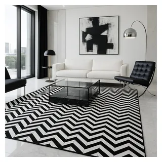 Myflair Möbel & Accessoires Fellteppich »ZEBRA EDGE, echtes Rinderfell« rechteckig 10 mm Höhe handgenäht, Naturprodukt, Zickzack Muster, natürliche Struktur