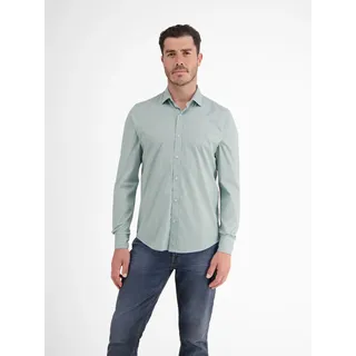 Langarmhemd LERROS "Modisches Hemd mit geometrischem Muster und Haifischkragen", Herren, Gr. S, Normalgrößen, blau (cloud blau), 97% Baumwolle, 3% Elasthan, Hemden Langarmhemd