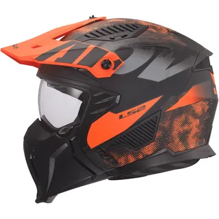 LS2 Jet/Modularer Motorradhelm Drifter Gas Grey Orange, XS