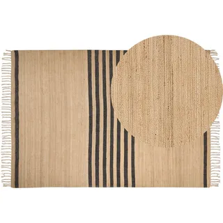 Beliani Teppich geflochten Beige 160/230 cm Ericek , Beige, Schwarz , Naturmaterialen , Rechteckig , 160x230 cm , Teppiche und Böden, Teppiche, Webteppiche