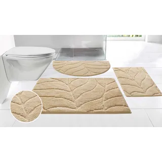 Badematte OTTO HOME "Epense, Badvorleger, Badezimmer Teppich, Duschmatte mit Blattstruktur" Gr. 3, beige, H:10mm, Polyester, Badematten, Badematte, Badteppich, Uni, Blätter, Hoch-Tief, verschiedene Farben und Größen, Topseller