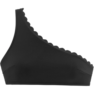 Bustier-Bikini-Top LASCANA "Scallop", Damen, Gr. 32, Cup A/B, schwarz, Microfaser, Polyamid, unifarben, Bikini-Oberteile Bustier-Bikini-Top, in One-Shoulder-Form