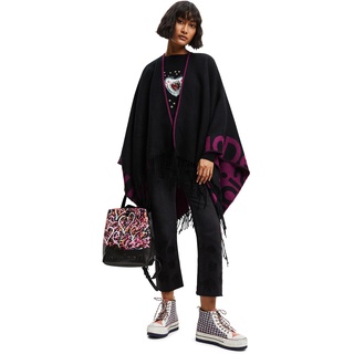 Desigual Damen Poncho_logo Paris, 3016 Lilac, PONCHO, Rot, Einheitsgröße EU