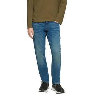 Slim-fit-Jeans QS "Style Rick", Herren, Gr. 34, Länge 32, blau (mid blau), Denim/Jeans, Obermaterial: 99% Baumwolle, 1% Elasthan, unifarben, slim fit knöchellang, Jeans Slim-fit-Jeans, im Five-Pocket Style