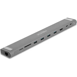 DeLock USB Type-CTM Slim Dockingstation 4K (USB-C, 4 Ports), Dockingstation - USB Hub, Grau,
