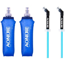 Azarxis TPU Faltbarer Soft Flask, BPA-Frei Trinkblase Trinkflaschen Wasserflasche für Trinkrucksack Fahrrad Klettern Sport (500ml - 2 Stück mit 2 ​​Strohhalmen)