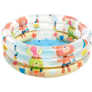 INTEX "Little Sea Pals" Baby-Pool Aufblasbares Planschbecken für Kinder von 1-3 Jahren 61x22 cm Pilz-Welt Kinderpool rund, 33l Füllvolumen, mit Meerestiermotiven (57106NP)