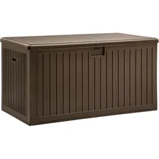 YITAHOME 870 Liter Groß Gartenbox Wasserdicht, Abschließbarem Outdoor Kissenbox, Garten Auflagenbox Wetterfest Aufbewahrungsbox für Gartengeräten Poolzubehör Spielzeug,Braun,161 x 82 x 83cm