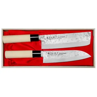 Satake Nashiji natürliches Santoku-Nakiri-Set HG8144W - Silber, Braun