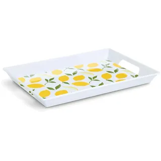 Tablett ZELLER PRESENT "Melamintablett "Lemons", dekor, B:34,8cm H:4,7cm L:50cm, Melamin, Tabletts, Tablett, sommerliches Motiv, Tragegriffe, 34,8x50 cm
