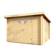 Wolff Finnhaus Holz-Gartenhaus Pulti 34-B Typ 4 Natur 360 cm x 300 cm Anbaudach