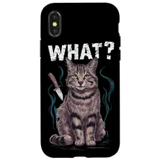 Hülle für iPhone X/XS Katze Messer Design Witzige Tier Katzen