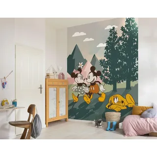 Disney Vlies Fototapete - Mickey & Minnie Embrace Nature - Größe 200 x 250 cm - Kinderzimmer, Tapete, Kindertapete