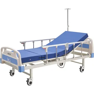 VEVOR Krankenhausbett Elektrisch, 2-Funktionen-Krankenhausbett mit verstellbarer Rückenlehne & Beinstütze, 12,7 cm Rollen & Schaumstoffmatratze für Häusliche Pflege Altenheim Krankenhaus, Max. 250 kg