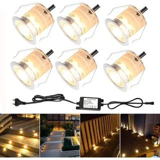 6 Stück LED Einbaustrahler led Bodeneinbauleuchte IP67 wasserdicht 0.6W Ø30mm led Einbauleuchte Terrasse Küche Garten Led Lampe Warmweiß