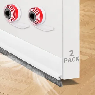 HOMIKLSA Selbstklebende Türdichtung Zugluftstopper 2er Set – Schallschutz Dichtungsband mit Bürste für Türen & Fenster, Kälteschutz, Wind, Staubschutz, Türspalt Abdichtung (100×5 cm)