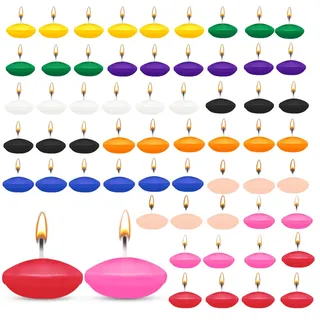 HA BIN 60 Stücke Schwimmkerzen, 3.8 cm, Schmücken Schwimmkerzen, für Hochzeiten, romantische Nächte, Junggesellinnenabschiede, Dekorationen (10 Farben)