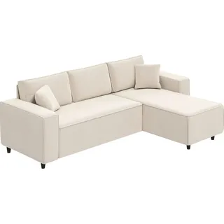 Homcom Ecksofa 3-Sitzer Sofa in L-Form Eckcouch mit Umkehrbarer Chaiselongue Cremeweiß - Weiß , Kunststoff , 241x153 cm , Wohnzimmer, Sofas & Couches, Wohnlandschaften, Ecksofas