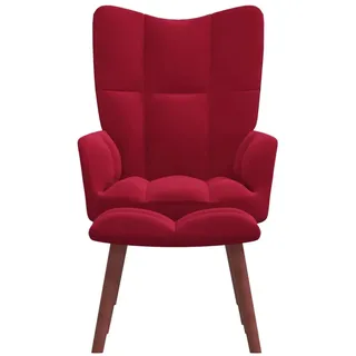 vidaXL Relaxsessel mit Hocker Weißrot Samt